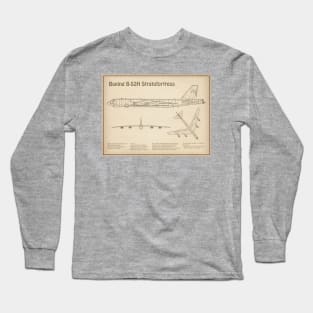 Boeing B-52 Stratofortress - Airplane Blueprint - SD Long Sleeve T-Shirt